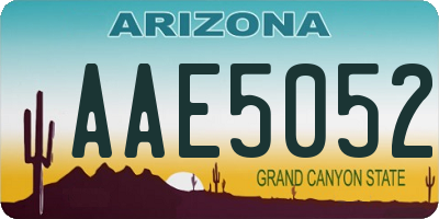 AZ license plate AAE5052