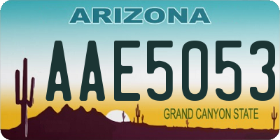 AZ license plate AAE5053