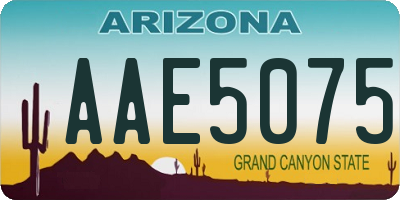 AZ license plate AAE5075