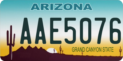 AZ license plate AAE5076