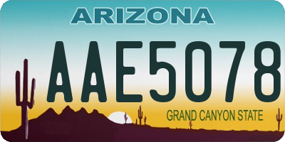 AZ license plate AAE5078