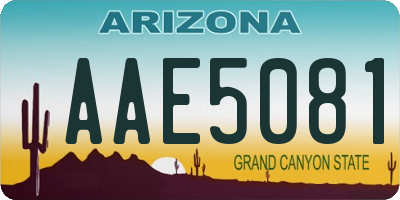 AZ license plate AAE5081
