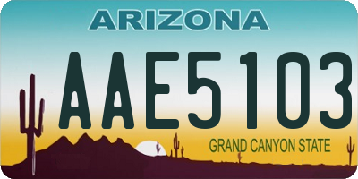 AZ license plate AAE5103