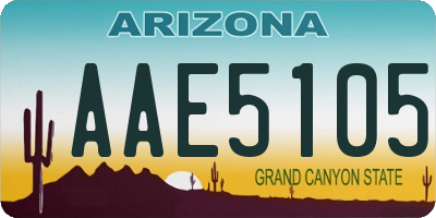 AZ license plate AAE5105