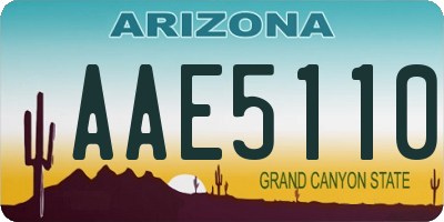 AZ license plate AAE5110