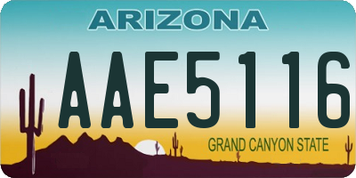 AZ license plate AAE5116