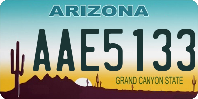 AZ license plate AAE5133