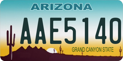 AZ license plate AAE5140