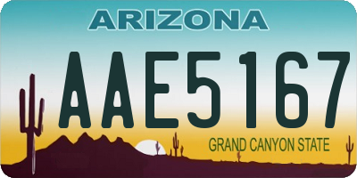 AZ license plate AAE5167