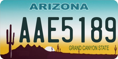 AZ license plate AAE5189