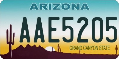 AZ license plate AAE5205