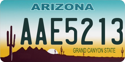 AZ license plate AAE5213