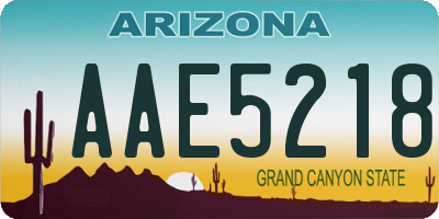 AZ license plate AAE5218