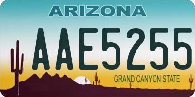 AZ license plate AAE5255