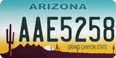 AZ license plate AAE5258