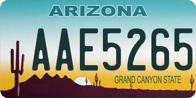 AZ license plate AAE5265