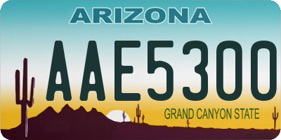 AZ license plate AAE5300