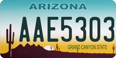 AZ license plate AAE5303