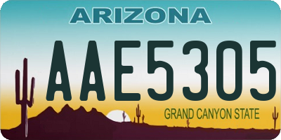 AZ license plate AAE5305