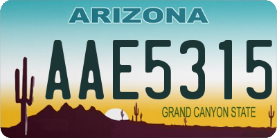 AZ license plate AAE5315