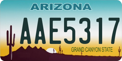 AZ license plate AAE5317