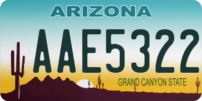 AZ license plate AAE5322