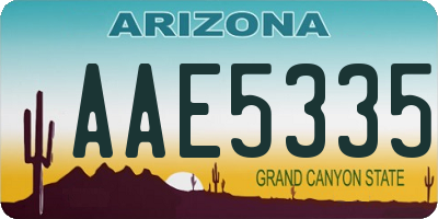AZ license plate AAE5335