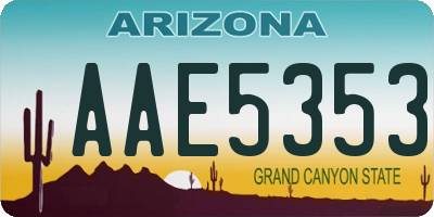 AZ license plate AAE5353