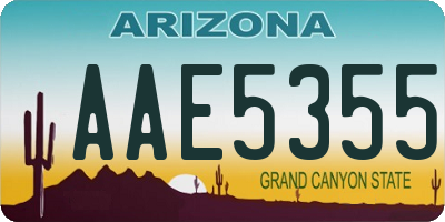 AZ license plate AAE5355
