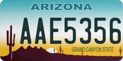 AZ license plate AAE5356