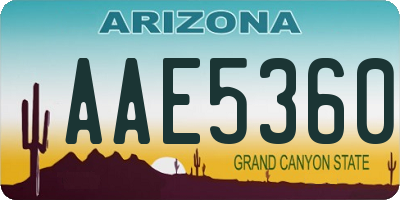 AZ license plate AAE5360
