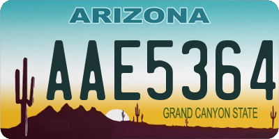 AZ license plate AAE5364