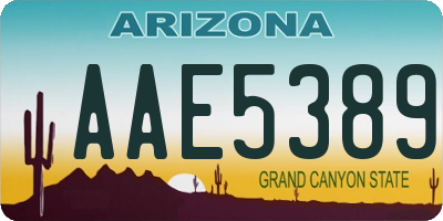 AZ license plate AAE5389