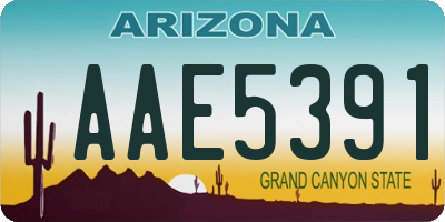 AZ license plate AAE5391