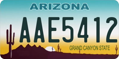 AZ license plate AAE5412