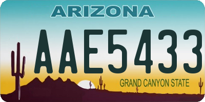AZ license plate AAE5433