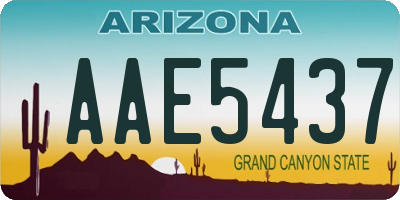 AZ license plate AAE5437