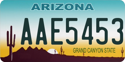 AZ license plate AAE5453
