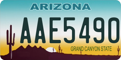 AZ license plate AAE5490