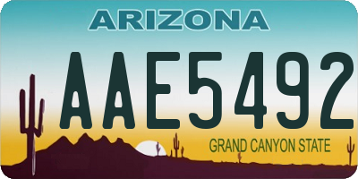 AZ license plate AAE5492