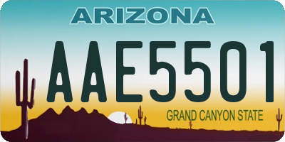 AZ license plate AAE5501