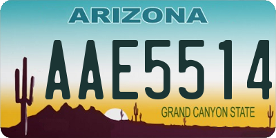 AZ license plate AAE5514