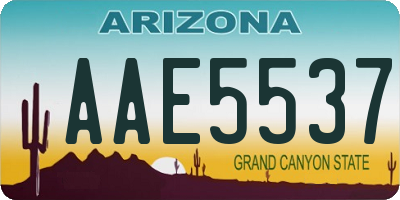 AZ license plate AAE5537