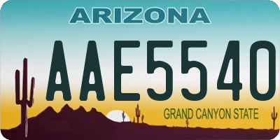 AZ license plate AAE5540