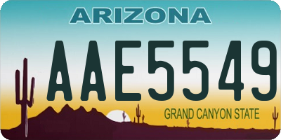 AZ license plate AAE5549