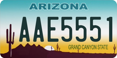 AZ license plate AAE5551