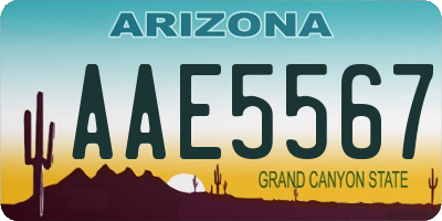 AZ license plate AAE5567