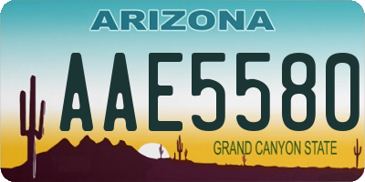 AZ license plate AAE5580