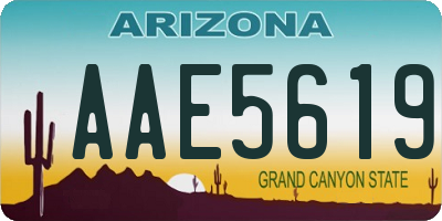 AZ license plate AAE5619