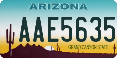 AZ license plate AAE5635